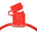 In-Line Fuse Holders with Cap - Red Body, Red 10 AWG Wire. For ATO Style Automotive Fuses