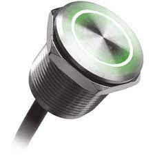 Green anodized Piezo switch with ring illumination side view