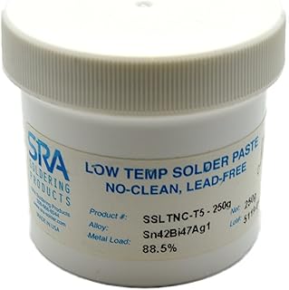 SRA Low Temperature Lead Free Solder Paste T5-250 Gram Jar
